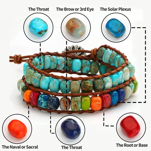 Miniatura 17 de Sedmart Pulseras de piedra hechas a mano para mujeres con piedras hippie de cuero, pulsera de cuentas curativas para mujeres y hombres