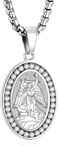 Miniatura 29 de Collar de patrón de santo, San Miguel/Virgen María/Rafael/Judá/Cristóbal/Benedicto/José/Patricio/Francisco/Florián/Tomás/Antonio, acero inoxidable