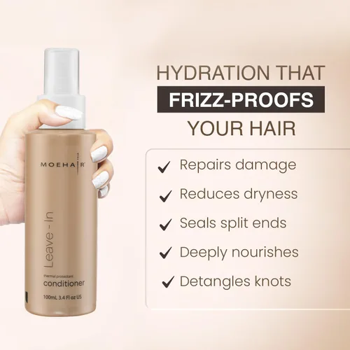 Miniatura 3 de MOEHAIR Travel Leave In Acondicionador para desenredar el cabello, espray alisador para el cabello, tamaño de viaje, 3.4 onzas líquidas