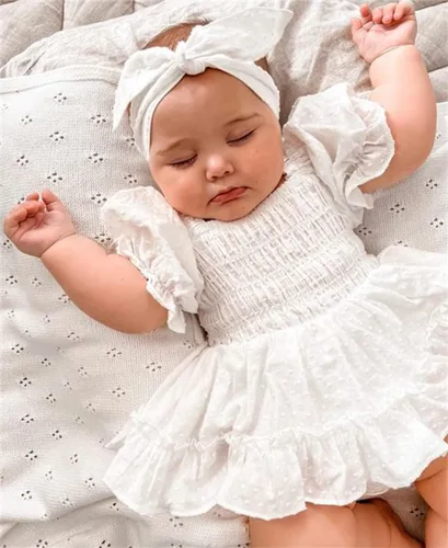 Miniatura 22 de Mameluco de verano para niña, sin mangas, vintage, con burbujas, vestido de mameluco lindo y diadema