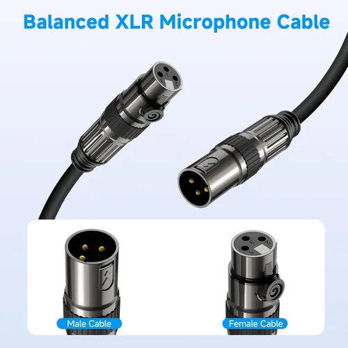 Miniatura 5 de Caiord Cables de micrófono XLR, 1 paquete de 3 pies de cobre sin oxígeno de 3 pines macho a hembra cable de micrófono para altavoz, sistema PA