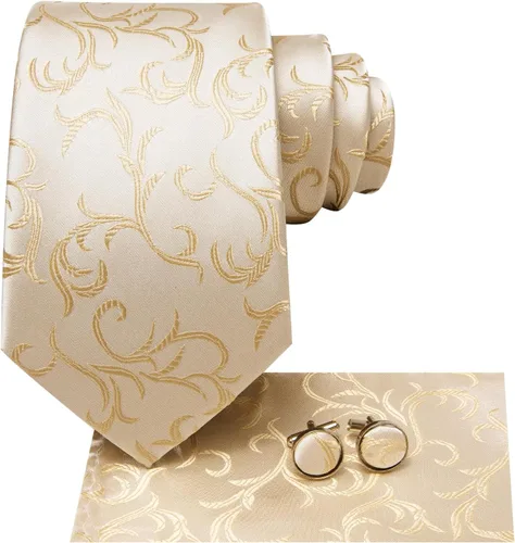 Miniatura 183 de Hi-Tie Corbata clásica de cachemira para hombre con pañuelo y gemelos a cuadros