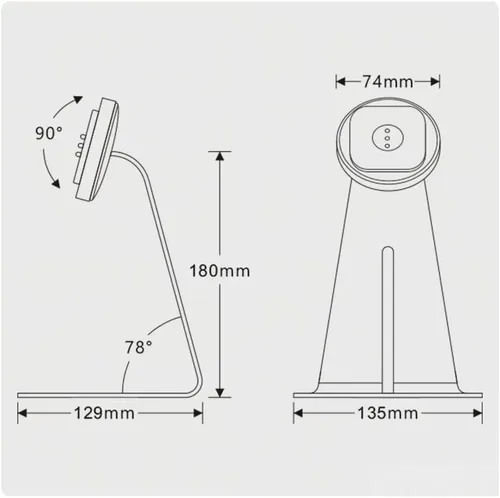Miniatura 4 de Soporte magnético en el escritorio con funda de carga A6 para iPad mini (A17 Pro, A15 Bionic) de 8.3 pulgadas, forma clásica de L, base de metal