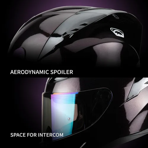 Miniatura 4 de HAX Onix - Cascos de motocicleta de cara completa aprobados por DOT, listo para Pinlock y ranura para intercomunicador, motocicleta Powersports
