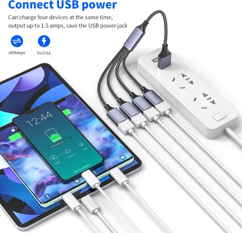 Miniatura 5 de MOGOOD Divisor USB, adaptador electrónico USB 2.0 de 4 puertos, concentrador USB multizócalo para transferencia de datos y carga de energía