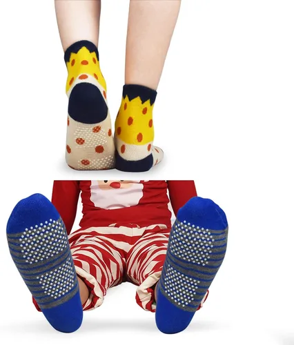 Miniatura 6 de HYCLES Calcetines para niños pequeños con agarre antideslizante 12 pares de calcetines adhesivos de algodón para bebés y niños 1-33-55-7T para niños