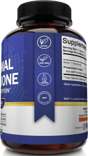 Miniatura 4 de NutriFlair Suplemento de glutatión liposomal 700mg – Setria Reduced L-Glutatión, 60 Cápsulas
