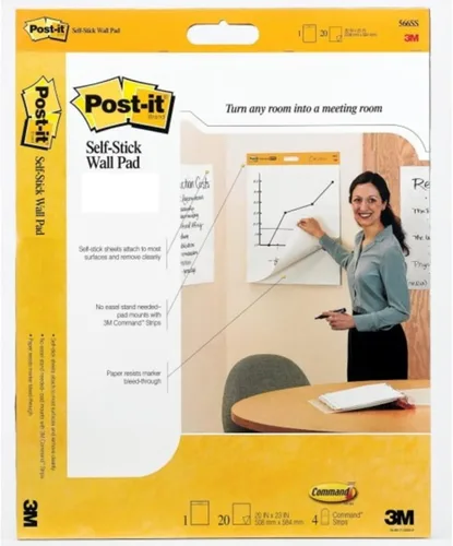 Miniatura 6 de Post-it – Esterilla de pared con tiras de comando, 20 x 23 pulgadas, color blanco, 20 hojas/esterillas, Blanco