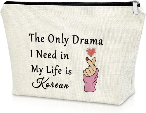 Sazuwu Regalos de drama coreano, bolsa de maquillaje para fanáticos del K-Drama, ideas divertidas de regalo de K-Pop para mejor amiga, bolsa de