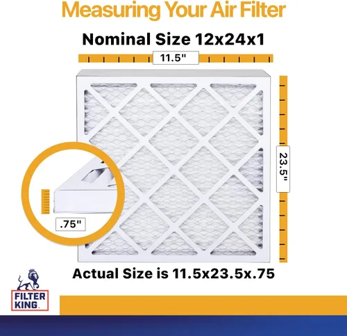 Miniatura 2 de Filter King Filtro de aire 12x24x1 Paquete de 4 Filtros plisados MERV 13 HVAC para horno A/C HECHO EN EE. UU. Tamaño real: 11.5 x 23.5 x .75