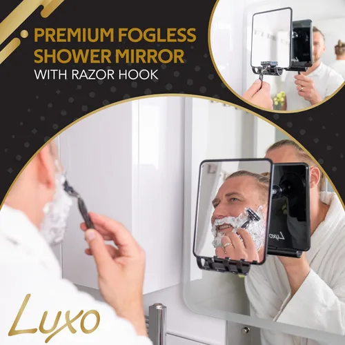 Miniatura 2 de Luxo Espejo de ducha, espejo de ducha sin niebla para afeitarse con un soporte extraíble para afeitar, espejo de afeitado para ducha con una potente