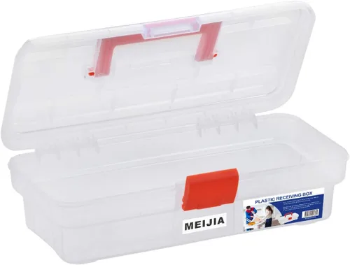 Miniatura 2 de MEIJIA Caja de almacenamiento portátil de herramientas, organizadores con pestillos plegables (negro y naranja) (12 x 5.9 x 3.94 pulgadas)