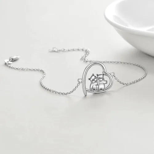 Miniatura 4 de Pingüinoconejillo de indiashipopótamomano de hamsadinosauriogatolibélulacorazónmontañasetaárbol de la vidapulseras de pingüinos regalos de plata
