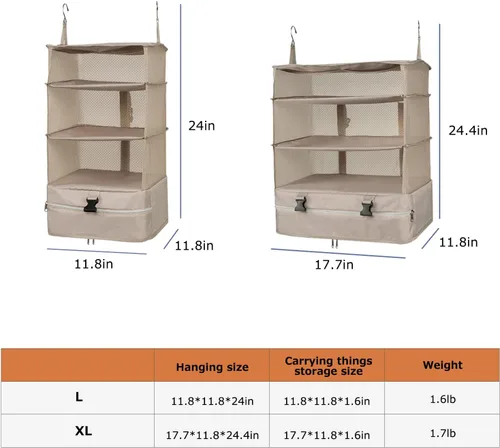 Miniatura 23 de TABITORA - Estantería portátil y plegable de gran capacidad con ganchos para colgar, ideal como almacenamiento para viajes