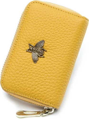 Miniatura 39 de imeetu Soporte para tarjetas de crédito RFID, cartera pequeña de cuero con cremallera para mujer