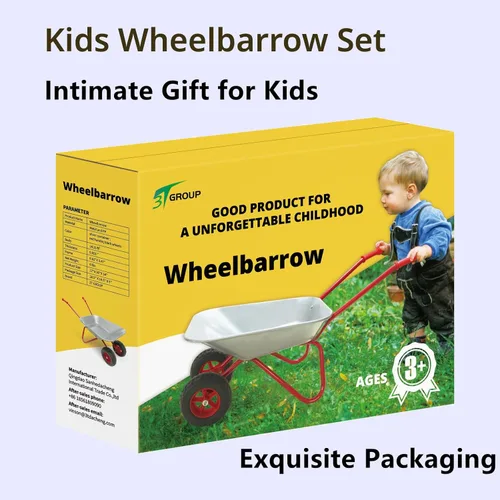 Miniatura 3 de 3T GROUP Juego de carretilla para niños, carretilla de metal para niños, barril de rueda para todas las estaciones, arena y suciedad, pala de nieve