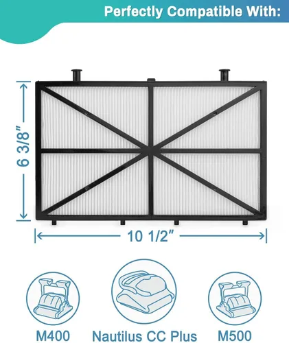 Miniatura 5 de 9991432R4 Filtro limpiador de piscina compatible con Dolphin m400, m500, Nautilus CC Plus, paquete de 4 filtros ultrafinos de repuesto robótico
