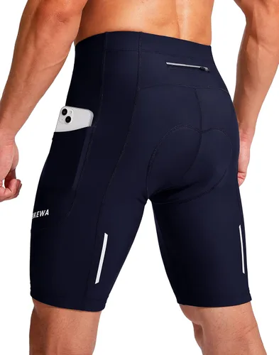Pantalones cortos de ciclismo para hombre con acolchado 3D para ciclismo de carretera, ciclismo de montaña, ciclismo UPF 50+, bolsillos con