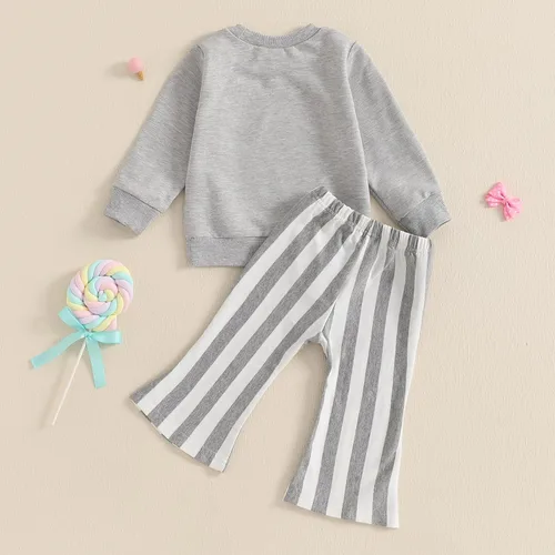 Miniatura 39 de Kaipiclos Ropa occidental para bebé niña, con lindo estampado con volantes, manga larga, pantalones para otoño e invierno, trajes de vaquera