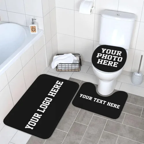 Miniatura 8 de Juego de 3 alfombras de baño personalizadas, diseño de tu foto, logotipo, texto, antideslizante, juego de alfombras de baño de 24 x 16 pulgadas