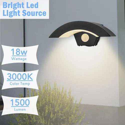 Miniatura 2 de Luces LED con sensor de movimiento para exteriores, 18 W, 1500 lm, luz de pared LED IP65, impermeable, lámpara de pared de aluminio de 3000 K, luz