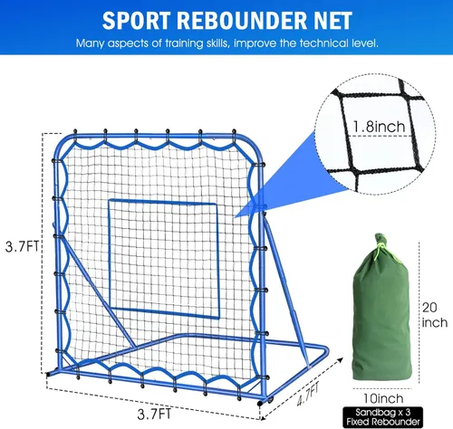 Miniatura 9 de Soccer Baseball Rebounder Net, Soccer Goal Net, Volleyball Softball Rebound Pitchback Net Quick-Switch Angle Training for Control, Passing Practice