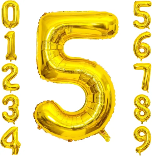 Miniatura 124 de SINBEE Globo dorado del número 10, papel de aluminio Mylar de 40 pulgadas, decoración de fiesta reutilizable para cumpleaños, aniversario, Oro
