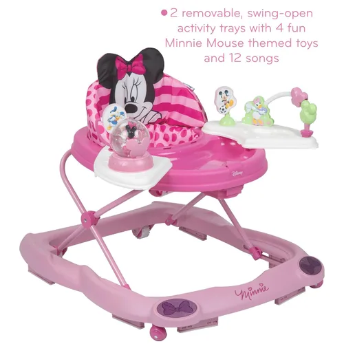 Miniatura 3 de Andadores y centro de actividades para bebés Minnie Mouse de Disney Baby, andador rosa con música y luces de purpurina