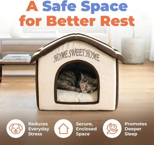 Miniatura 2 de Best Pet Supplies Casa para Perros Cama Alfombra de Jaula Carpa Interior Redonda Suave de Felpa para Razas Pequeñas, Medianas y Grandes - Beige