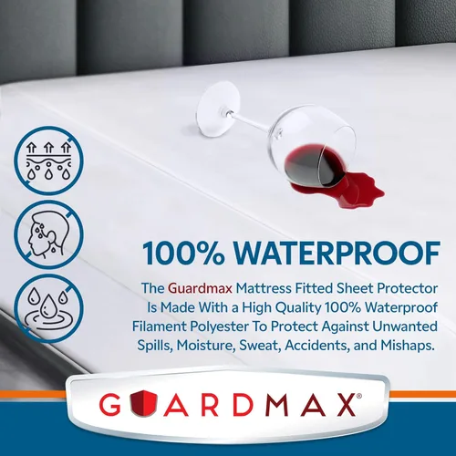 Miniatura 4 de Guardmax Jersey Knitted Sleeper Sofa Size Mattress Protector - Waterproof & Dust Mite Proof Mattress Cover with Stretchable Pockets - Soft