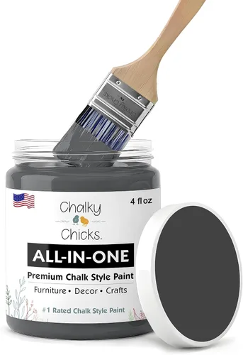 Chalky Chicks - Pintura mate a la tiza, no requiere lijado, 4 onzas líquidas, color gris oscuro (Gun Metal Gray), para muebles, pintura sin Gris