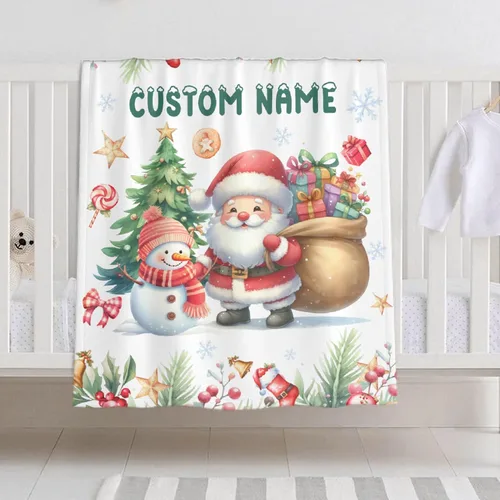 Miniatura 8 de Manta de bebé personalizada para niñas y niños, manta de bebé personalizada con nombre de bosque de animales para niños pequeños, baby shower