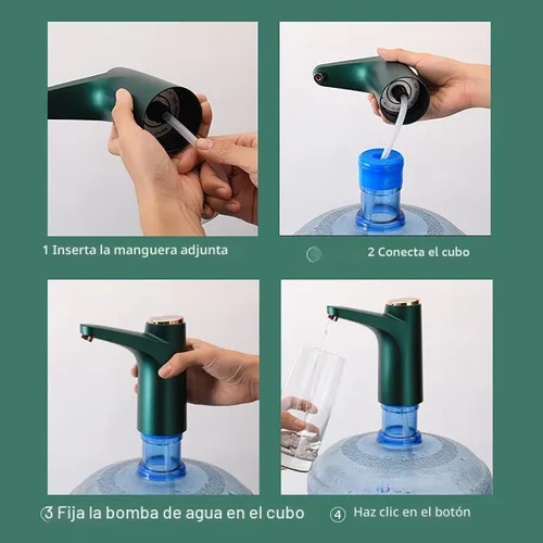 Miniatura 6 de Sistema de bomba dispensadora de botella de agua de 5 galones, bomba de agua potable automática con carga USB, dispensador de agua eléctrica Verde