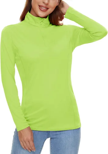 Miniatura 2 de CRYSULLY Camisas de manga larga para mujer, protección solar, cremallera de 14, de verano, de secado rápido