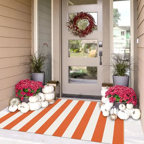 Miniatura 79 de IOHOUZE - Tapete a cuadros estilo búfalo de 5 x 8 pies para interiores y exteriores, lavable, para sala, tapete de bienvenida primavera-verano