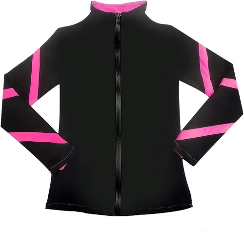 LIUHUO Chaquetas de patinaje sobre hielo para niñas Mujeres Rayas Entrenamiento Práctica Patinaje Artístico Tops Costos Fleece
