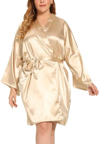Miniatura 2 de Batas sedosas para mujer, talla grande, de satén, bata de dama de honor, talla grande, ropa de dormir suave (1X-5X)