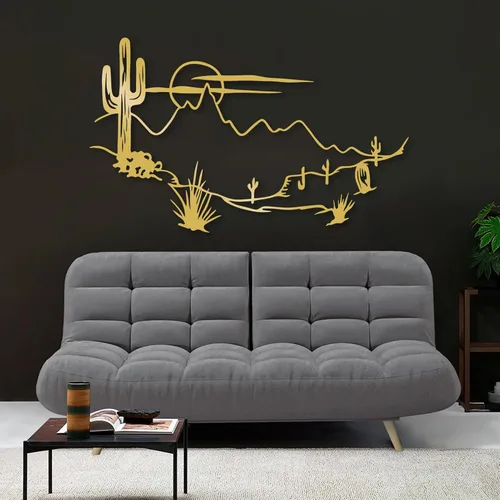 Miniatura 5 de Cadeali Arte de pared de metal de paisaje del desierto, decoración de pared de cactus de metal, decoración de pared del desierto bohemio, arte