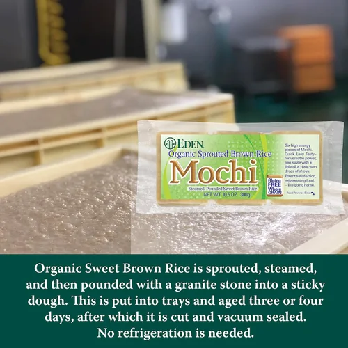 Miniatura 3 de Eden Mochi de arroz integral germinado orgánico, 100% grano entero germinado, fabricado tradicionalmente en Japón, 10.5 onzas