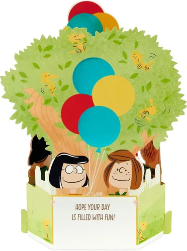 Miniatura 3 de Hallmark Paper Wonder Peanuts - Tarjeta de cumpleaños desplegable (Snoopy, Charlie Brown, Día lleno de diversión)