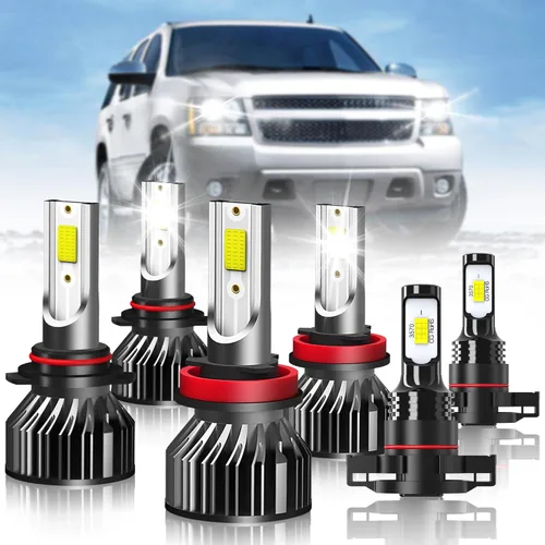 compatible con (2007-2014) Chevy Suburban 1500/2500 Bombillas de Faros Luz Brillante Kit de Bombillas Delanteras, 9005/HB3/H10 y H11/H8/H9 Haz