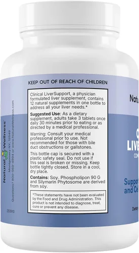 Miniatura 3 de Natural Wellness Apoyo clínico hepático – Mezcla de cardo mariano y curcumina formulada por médicos para desintoxicación, reparación y función