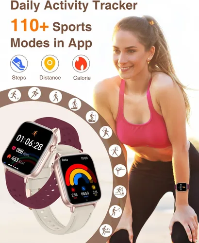 Miniatura 6 de Relojes inteligentes para mujer con llamadas Bluetooth, 4 bandas de 1.83 pulgadas, reloj de fitness para iPhone, Android, rastreador de actividad