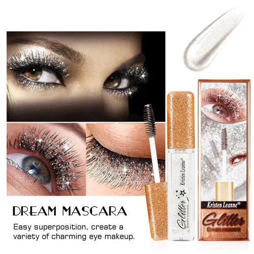 Miniatura 4 de Máscara de pestañas con purpurina, Corleone Máscara brillante y con destellos para pestañas, encantadora y duradera para maquillaje de ojos (Negro)