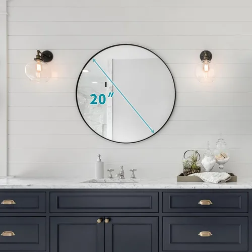 Miniatura 6 de Fabuday Espejo circular negro para pared de 20 pulgadas, espejos redondos para baño, entrada, sala de estar, pasillo, decoración de dormitorio