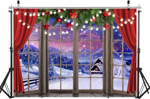 Miniatura 5 de 7x5ft Telón de Fondo de Navidad para Ventana de Navidad Telón de Fondo para Fotografía de Invierno Sueño de Invierno País de las Maravillas Árbol