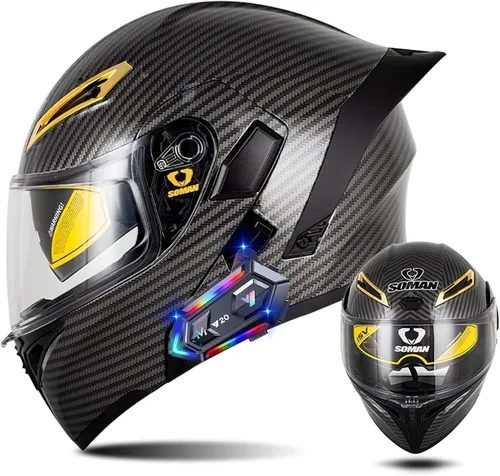 Miniatura 18 de Cascos de motocicleta modulares con Bluetooth de doble visera, aprobados por DOT FMVSS 218, casco de motocicleta abatible de cara completa