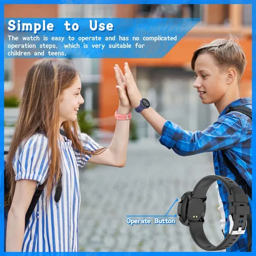 Miniatura 4 de Reloj digital de seguimiento de fitness para niños, deportes al aire libre, reloj de pulsera para niños y niñas, impermeable, con reloj despertador