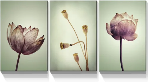 Miniatura 32 de Denozer - 3 piezas de arte de pared en lienzo con hojas verdes para sala de estar, decoración moderna del hogar, estirada y enmarcada lista