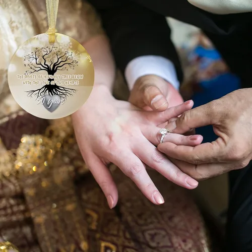 Miniatura 6 de Adorno de boda de 50 aniversario 2025 colgante de Navidad para pareja, 50 años como señor y señora, regalo de boda de Navidad para padres, adorno